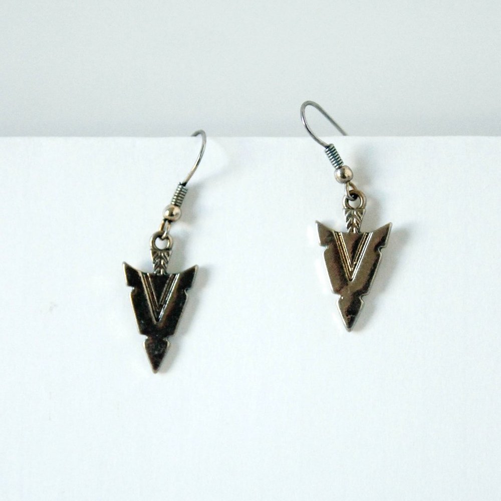 Gold Metal Arrowhead Earrings